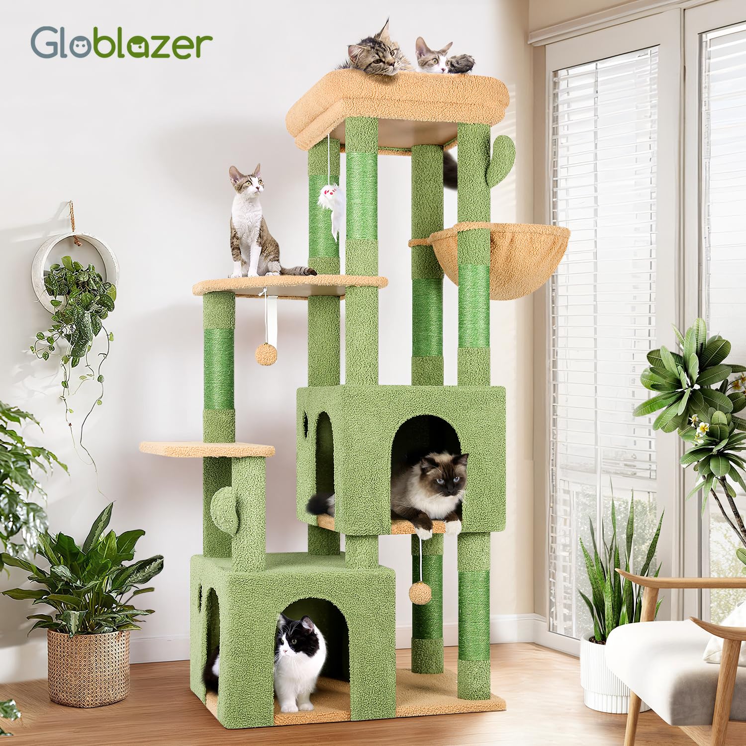 Globlazer Cactus Cat Tower close-up texture on sisal posts