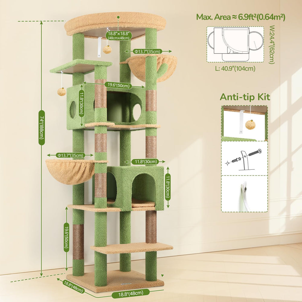 Globlazer cactus cat tree two hanging baskets add playful cozy nooks