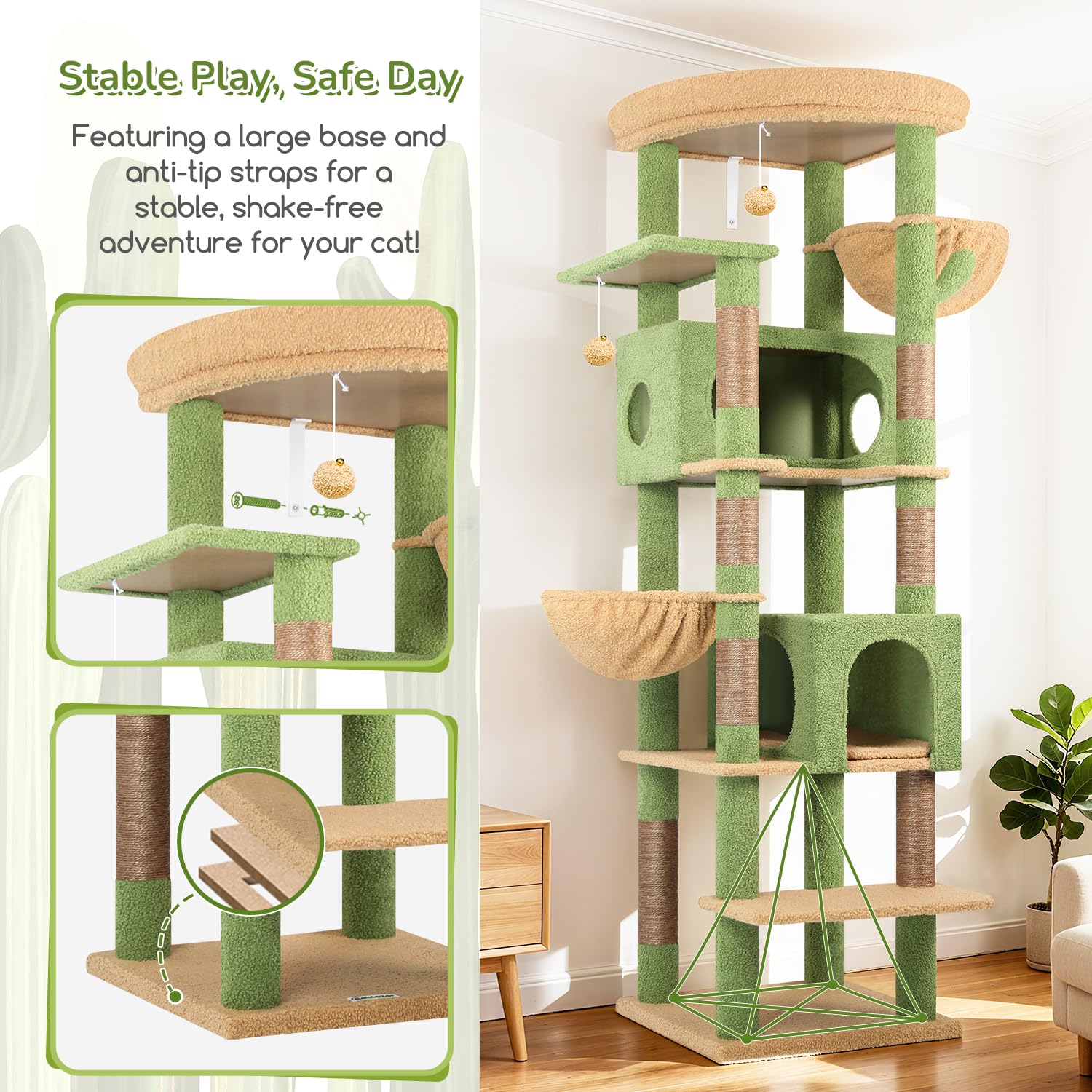 Globlazer cactus cat tree enlarged top perch for elevated lookout