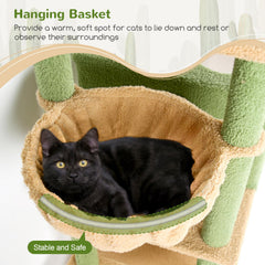 Globlazer Cactus Cat Tree Tower 76-Inch hanging baskets create playful enrichment