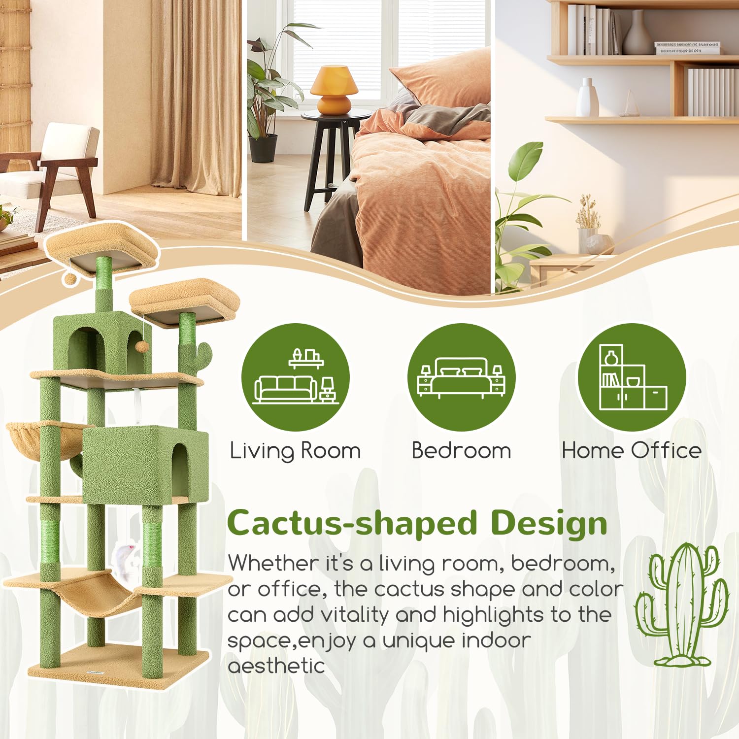 Globlazer Cactus Cat Tree Tower 76-Inch material closeup shows durable posts