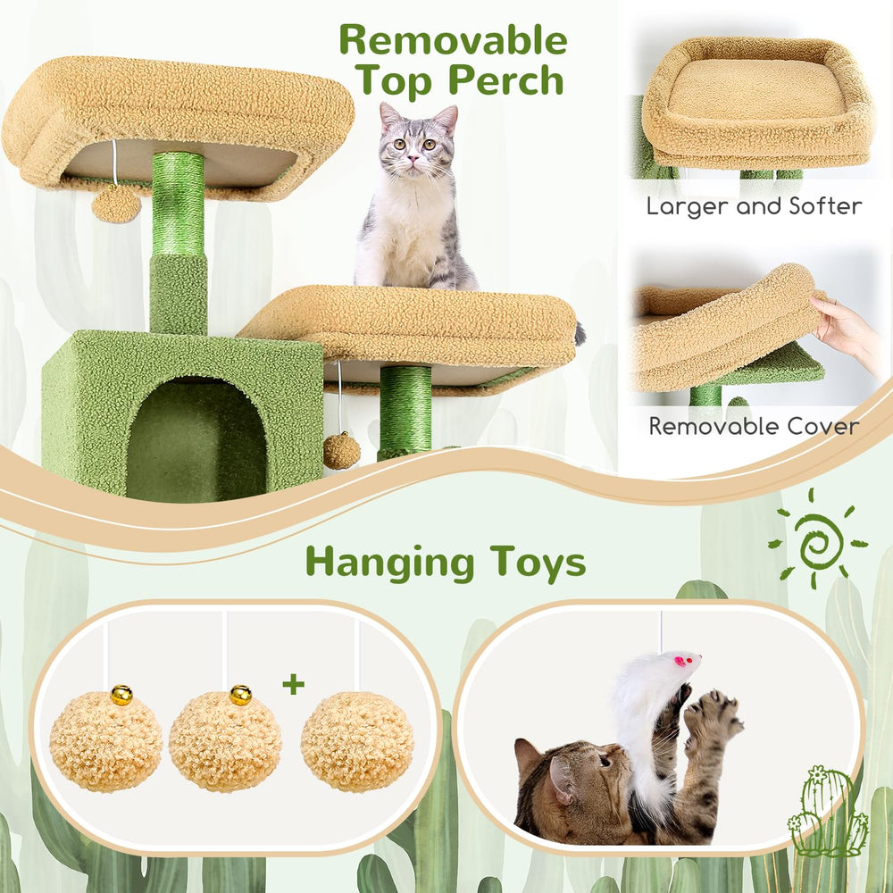 Globlazer Cactus Cat Tree Tower 76-Inch scratching post satisfies natural instincts