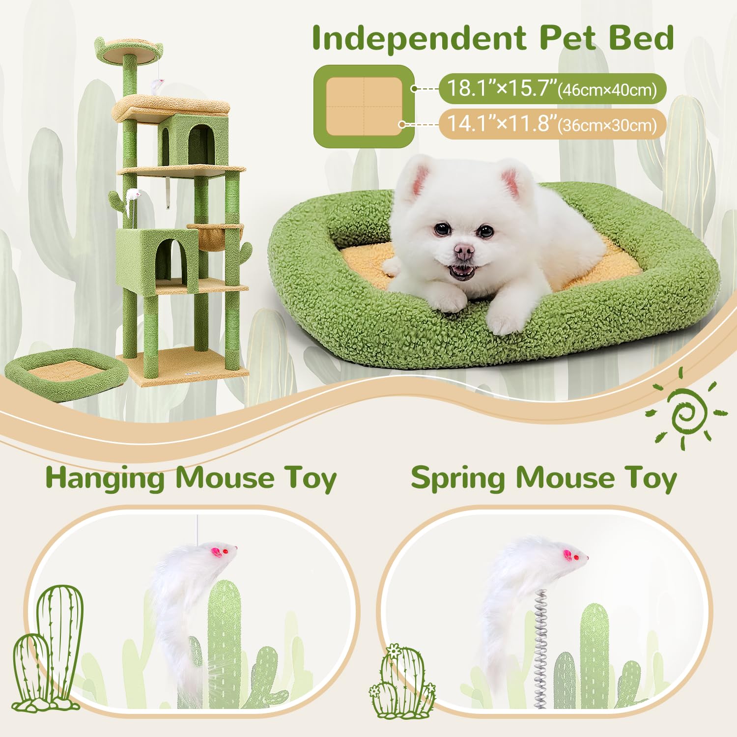 Globlazer cactus design in green and sand adds natural, calming aesthetic.