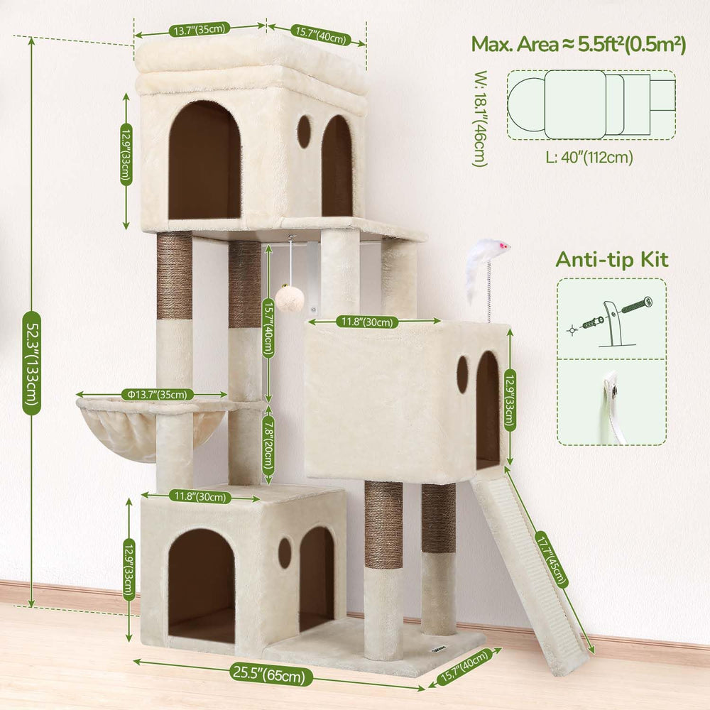 Globlazer 52-inch height cat tree offers vertical space for climbing.