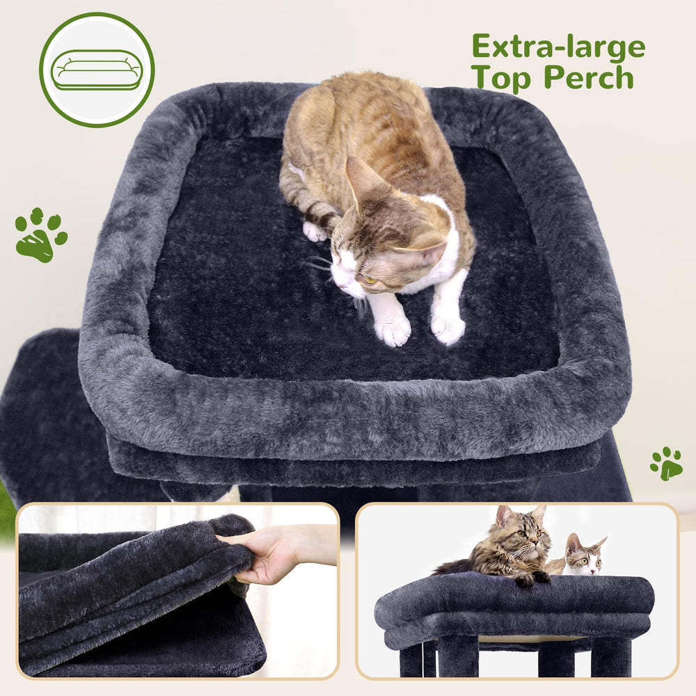 Globlazer cat tower 61in condos provide cozy retreats for peaceful naps.