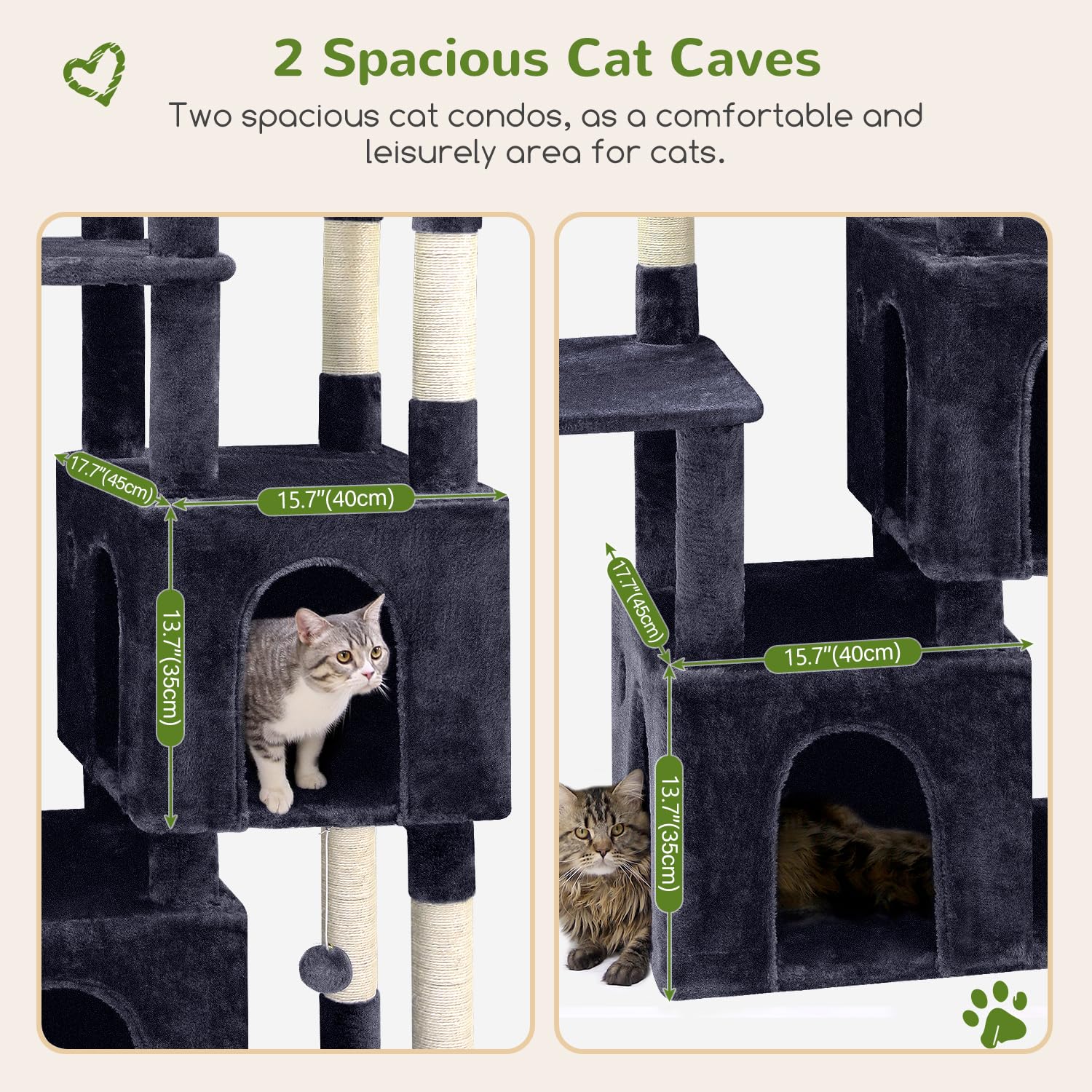 Globlazer cat tower 61in natural sisal posts promote healthy scratching and furniture protection.