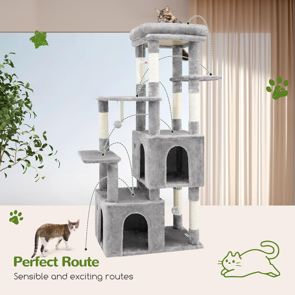 Globlazer cat tower 61inch view highlights tall multi-level vertical space