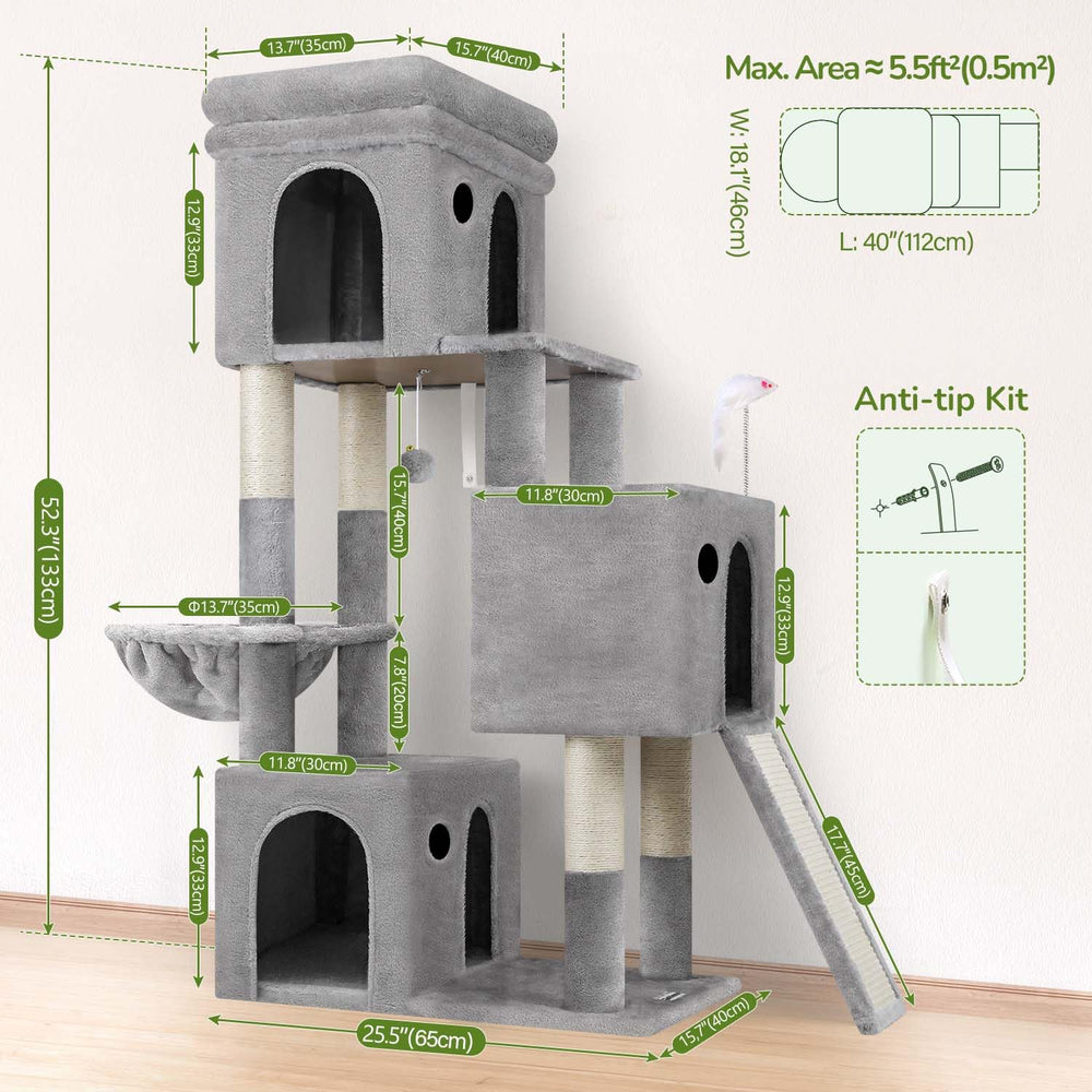 Globlazer cat tower anti-tip straps enhance wall stability during use