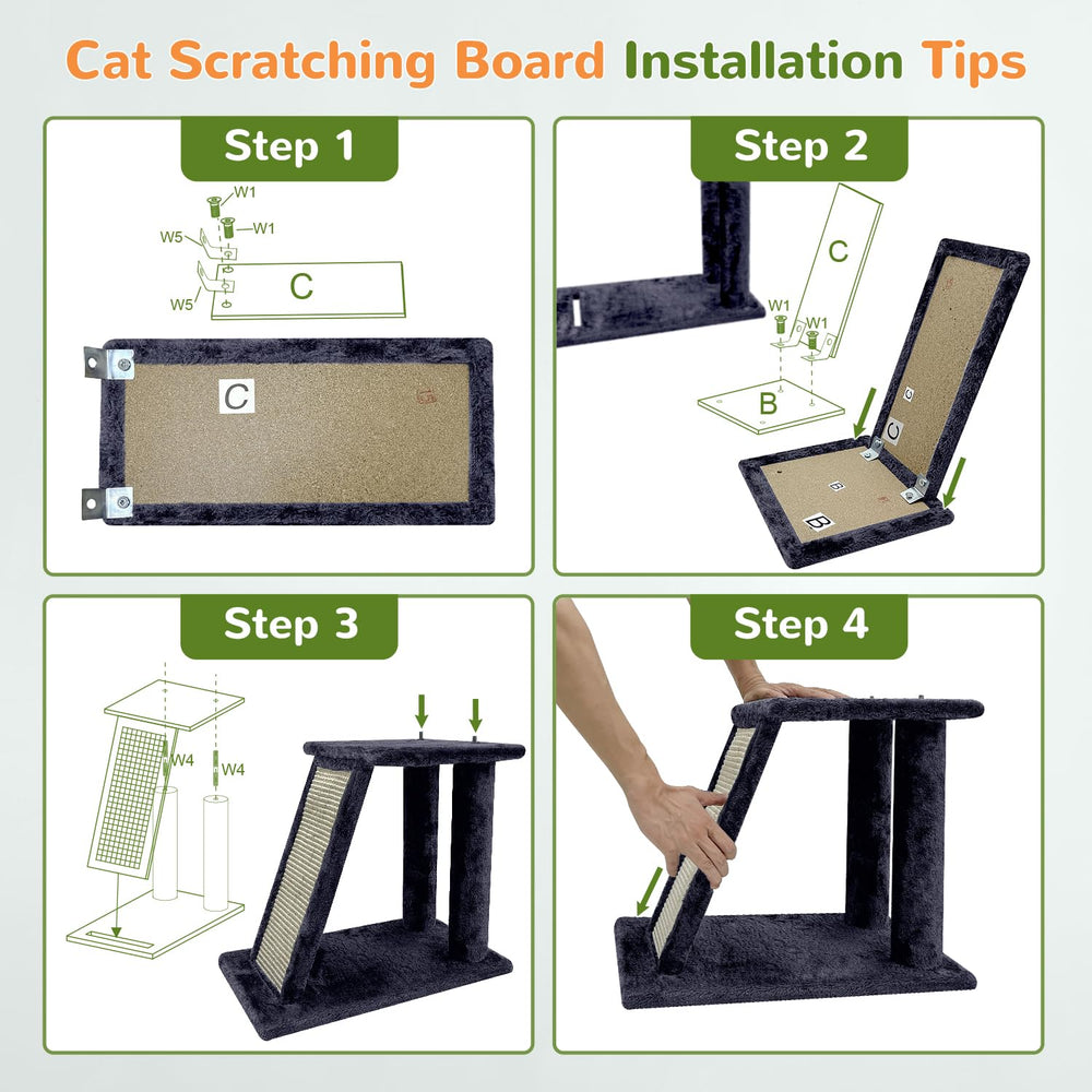Globlazer cat tower dark grey finish blends with modern interiors.