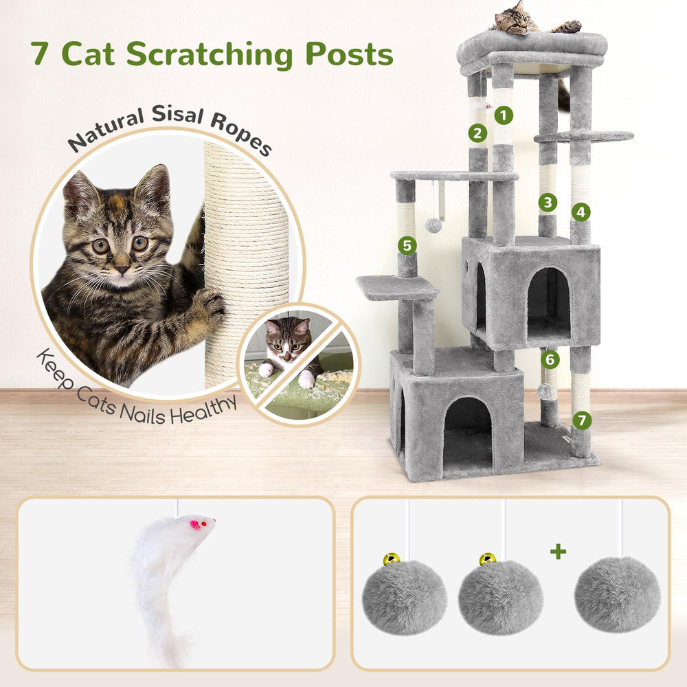 Globlazer cat tower entertainment toys demonstrates interactive play with hanging mice