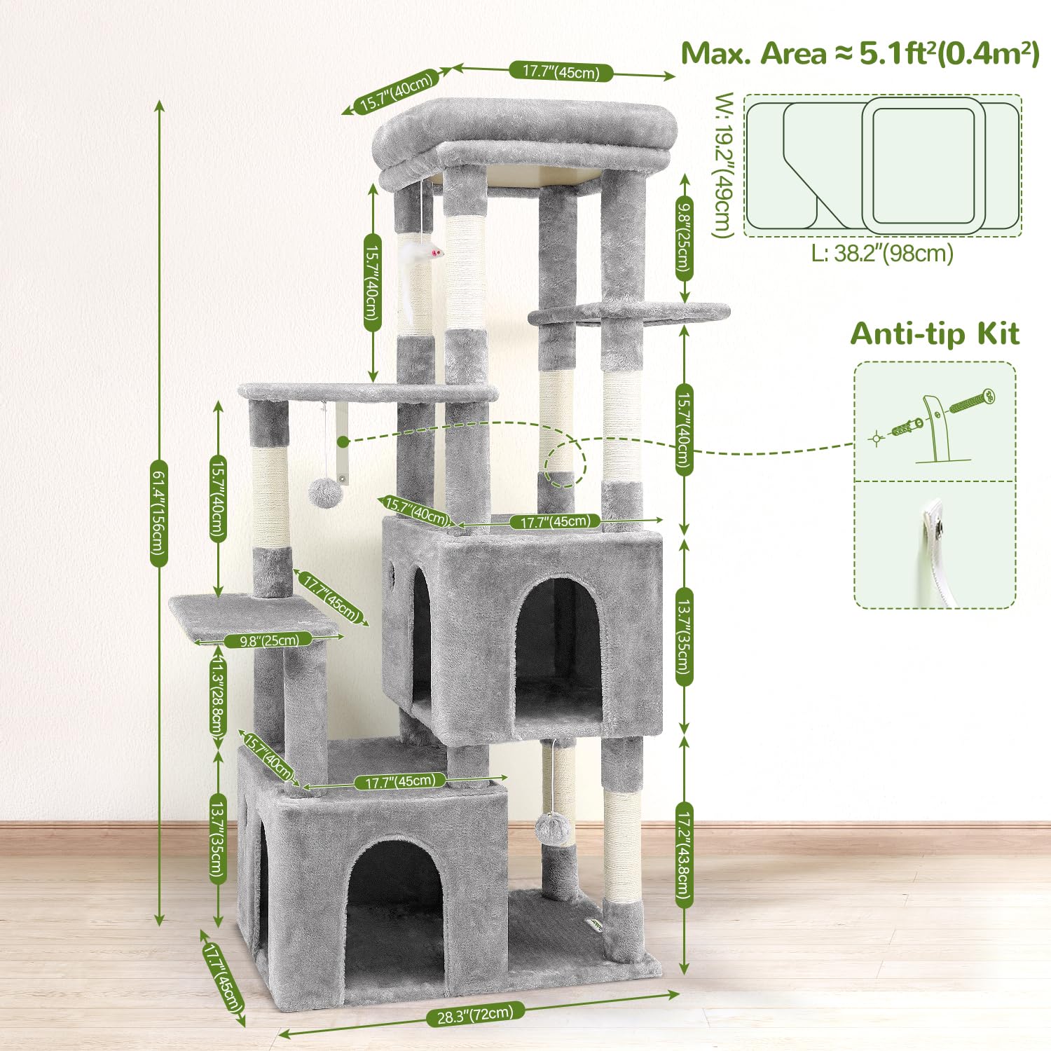 Globlazer cat tower full-structure showcases spacious design for big cats