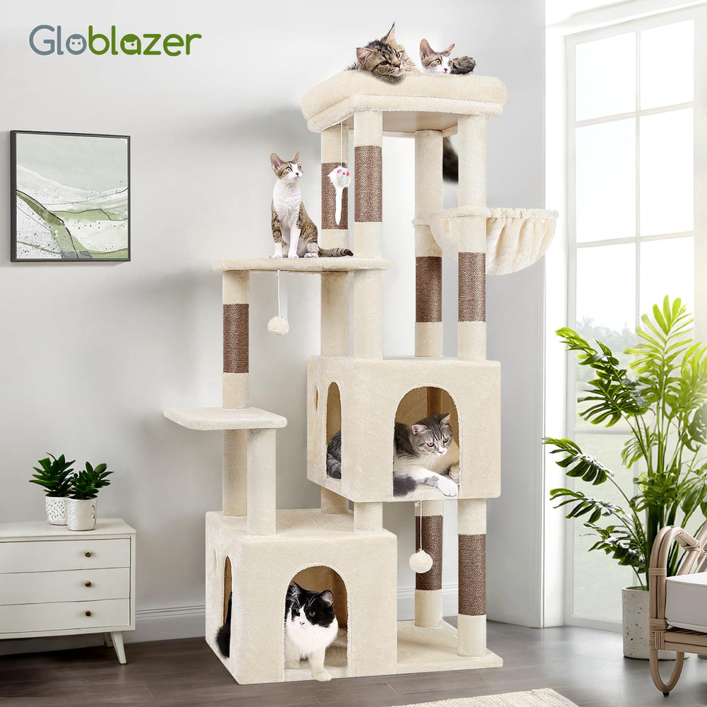 Globlazer cat tower indoor play area suitable for large breeds like Maine Coons.