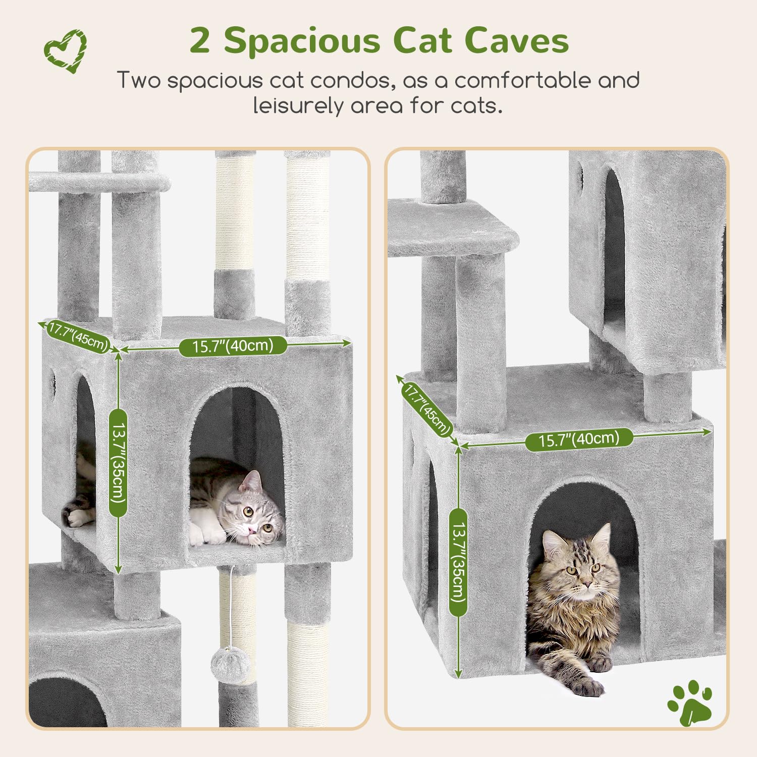 Globlazer cat tower large condos provide quiet retreats for resting cats.