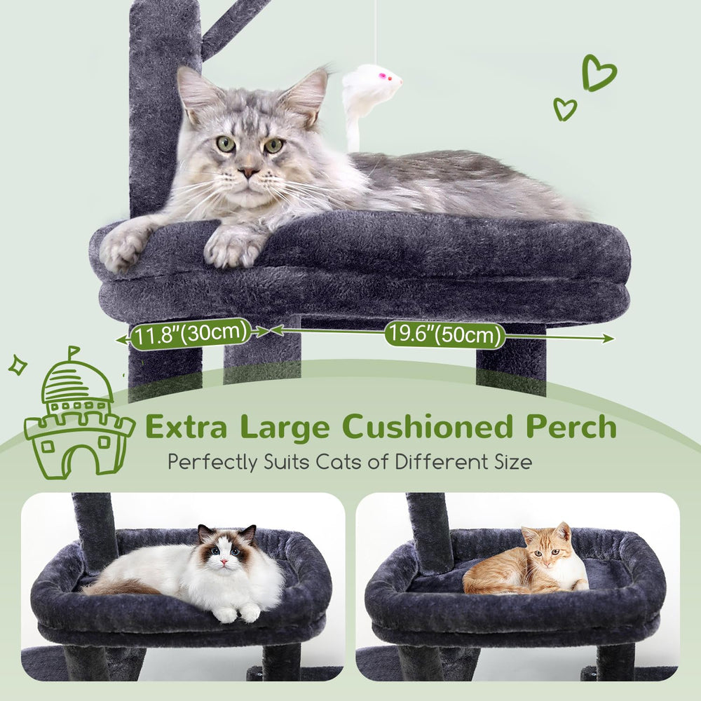 Globlazer cat tower oversized condos provide spacious hideaways for relaxed lounging.