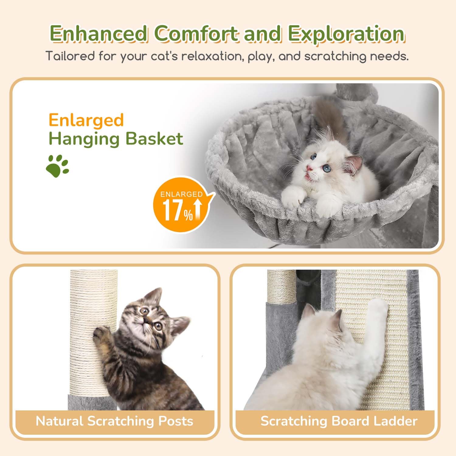 Globlazer cat tower scratch board doubles as a climbing ladder for kittens