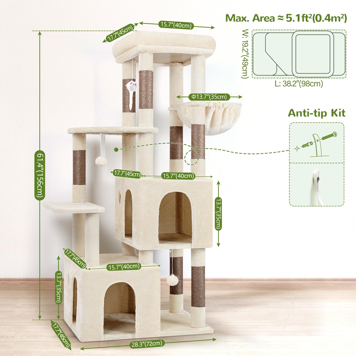 Globlazer cat tower sturdy base stays stable during energetic play.
