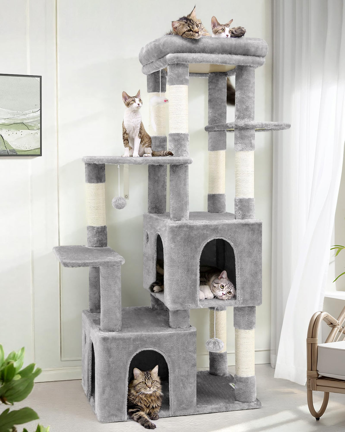 Globlazer cat tower top perch provides a stable lounging spot for large indoor cats