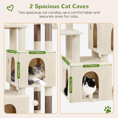 Globlazer cat tower two condos offer quiet retreats for resting pets.