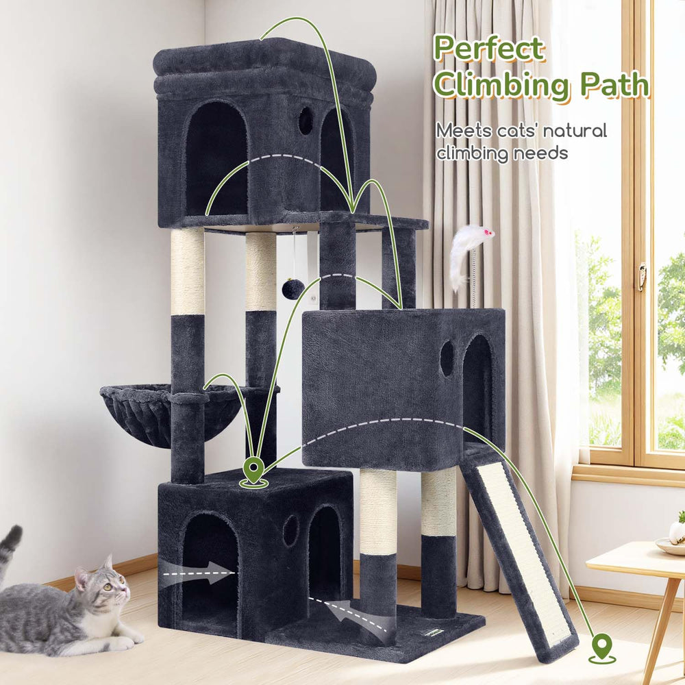 Globlazer wall straps secure the tower for added stability in multi-cat homes.