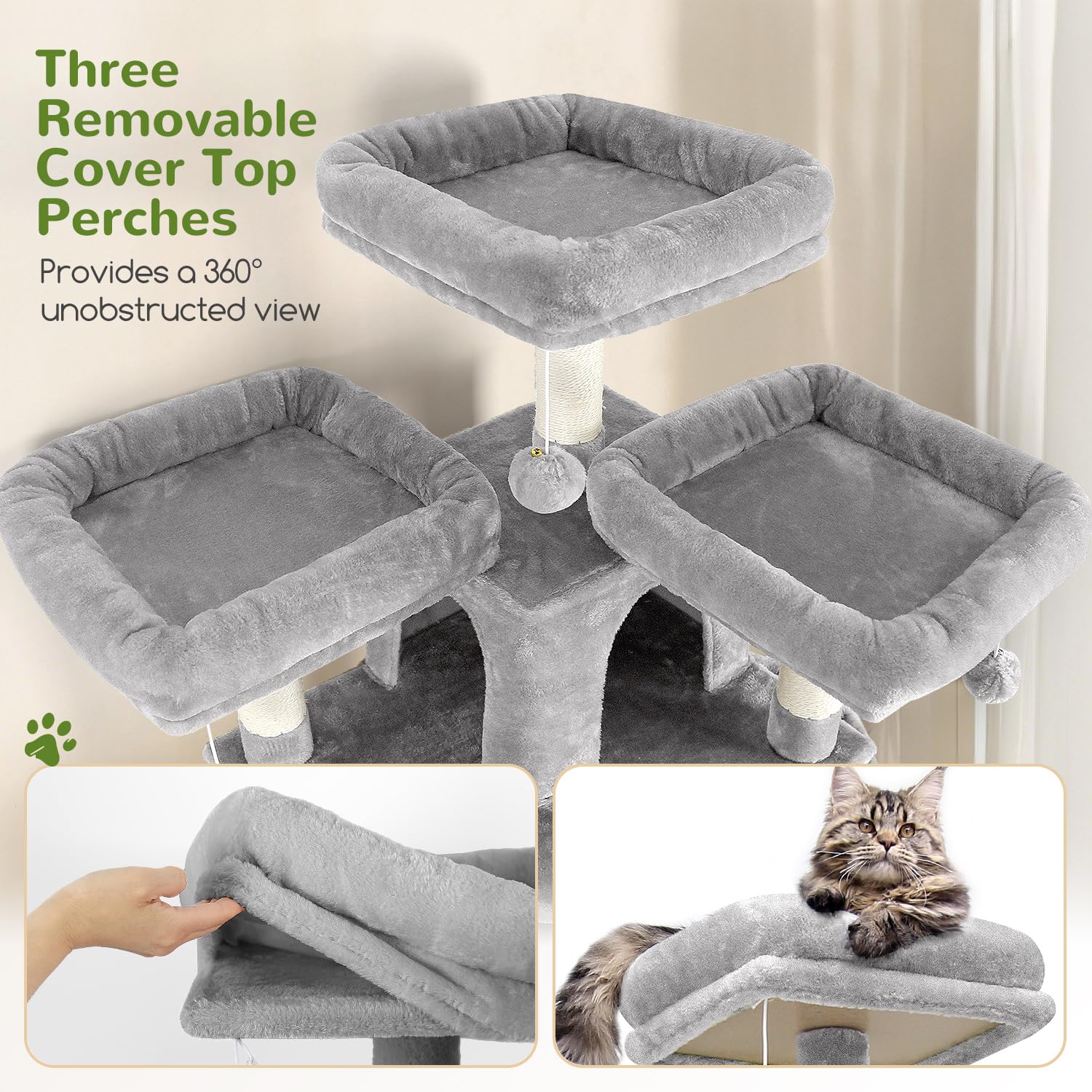 Globlazer 3 perches layout creates diverse lounging and climbing zones.