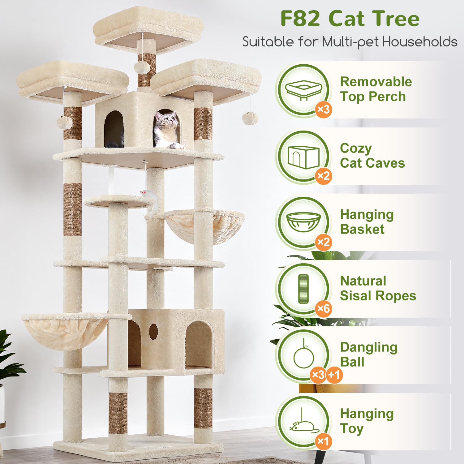 Globlazer cat tree with 3 perches provides elevated views for multi-cat households