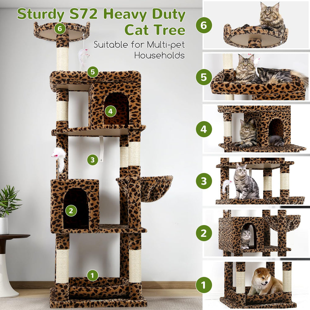 Globlazer heavy-duty cat tree 72in base detail reveals thick base for improved stability during play