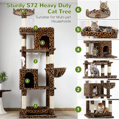 Globlazer heavy-duty cat tree 72in base detail reveals thick base for improved stability during play