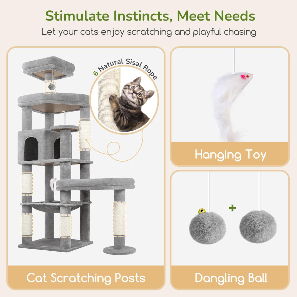 Globlazer Cat Tree anti-tip strap increases safety during energetic play sessions.
