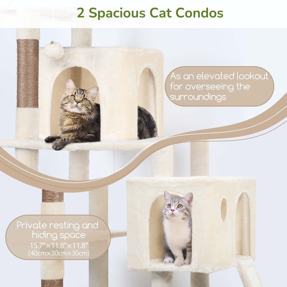 Globlazer cat tree condo provides a spacious private hideaway for cats to nap or play.
