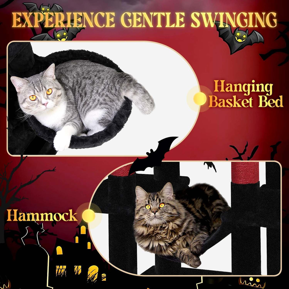 Globlazer Gothic Corner Cat Tree Tower hanging basket for a private retreat.