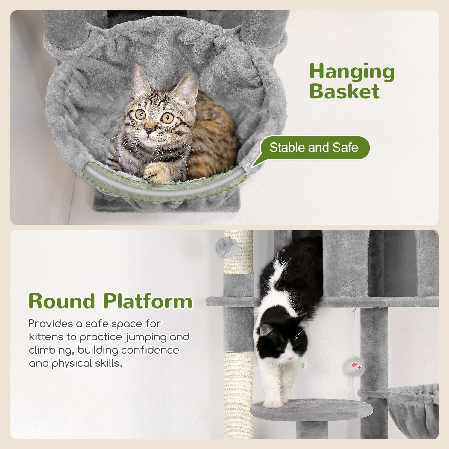 Globlazer hanging baskets invite playful hanging naps and observational time.