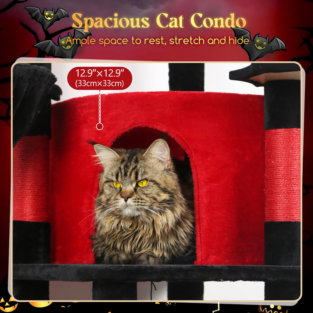 Globlazer Cat Tree Tower hanging spider toy adds interactive play for cats.