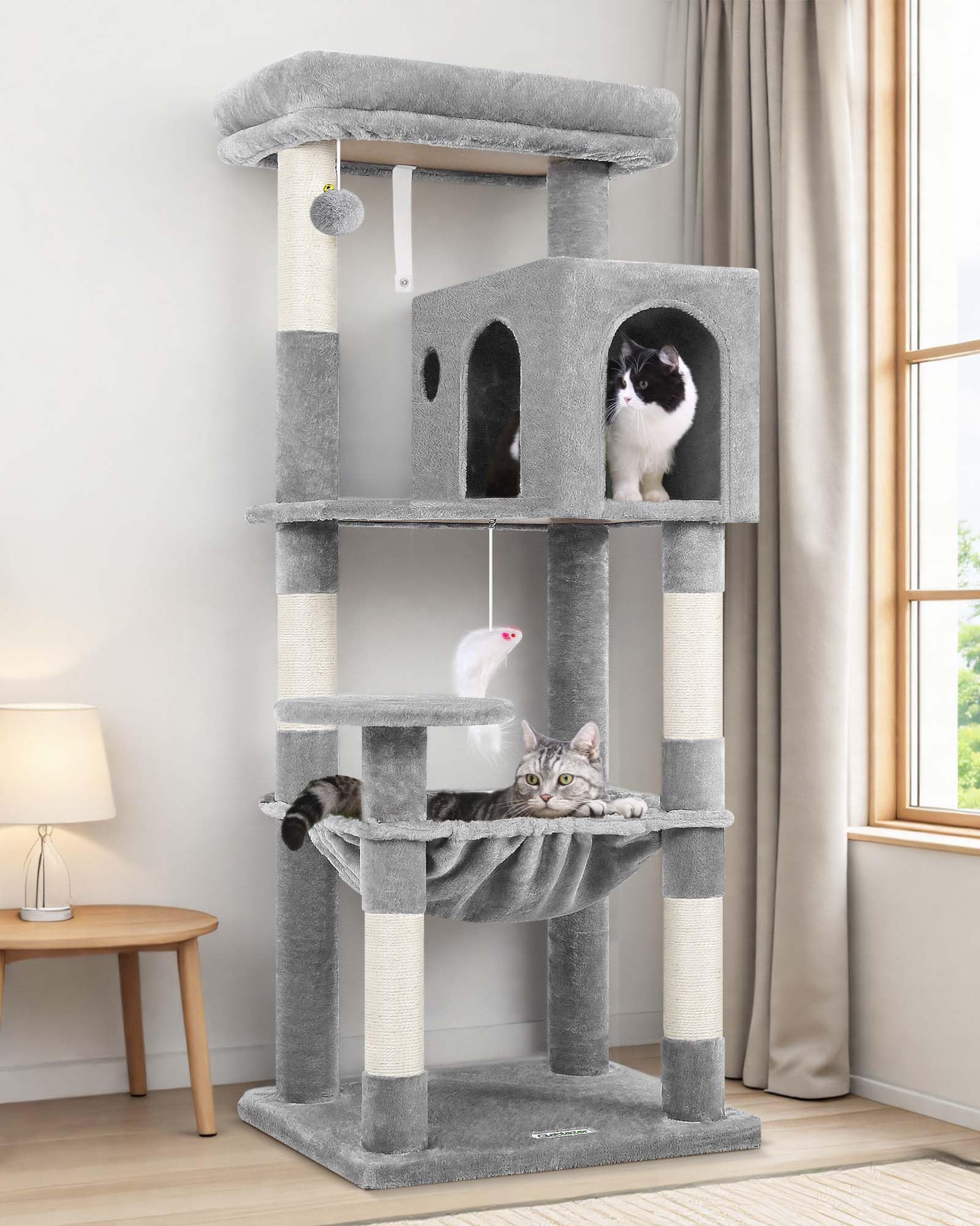 Globlazer cat tree top perch bed provides a cozy high spot for lounging and observation.