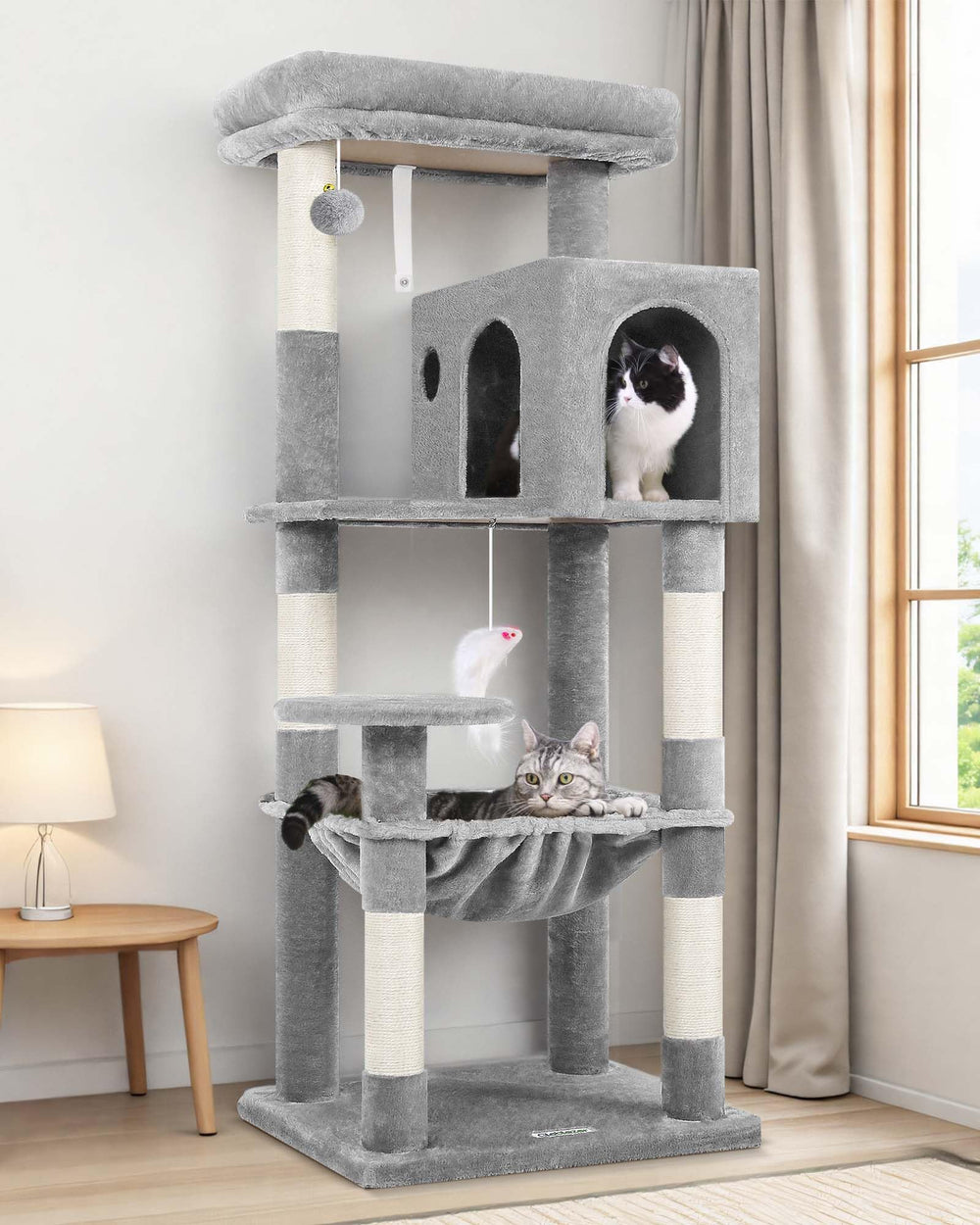 Globlazer cat tree top perch bed provides a cozy high spot for lounging and observation.