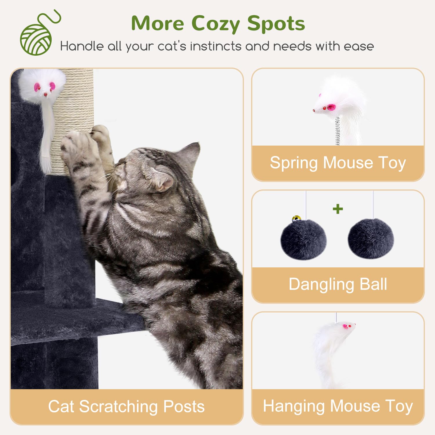 Globlazer Cat Tree Tower 50-inch assembly guide ensures quick setup with clear steps.