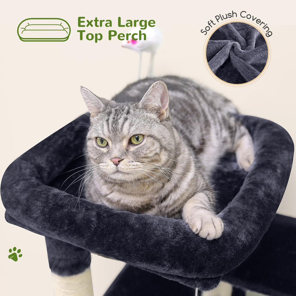 Globlazer Cat Tree Tower 50-inch double condos provide cozy hiding spots for rest and play.