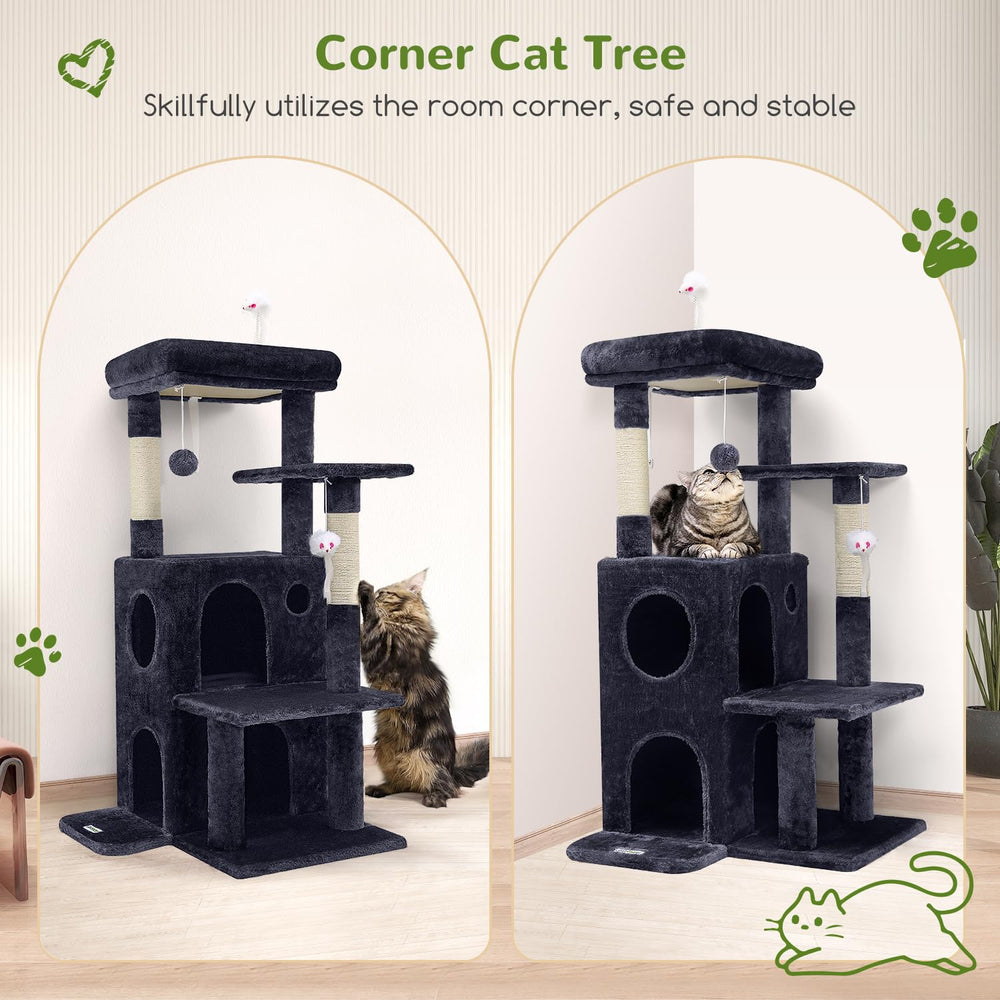Globlazer Cat Tree Tower 50-inch top perch offers high vantage point for observing the home.