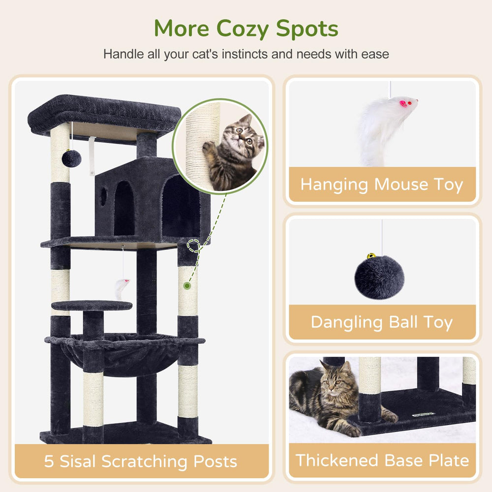 Globlazer cat tree tower five sisal posts for natural scratching