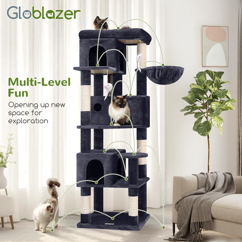 Globlazer Corner Cat Tree 66-Inch height promotes climbing and exercise