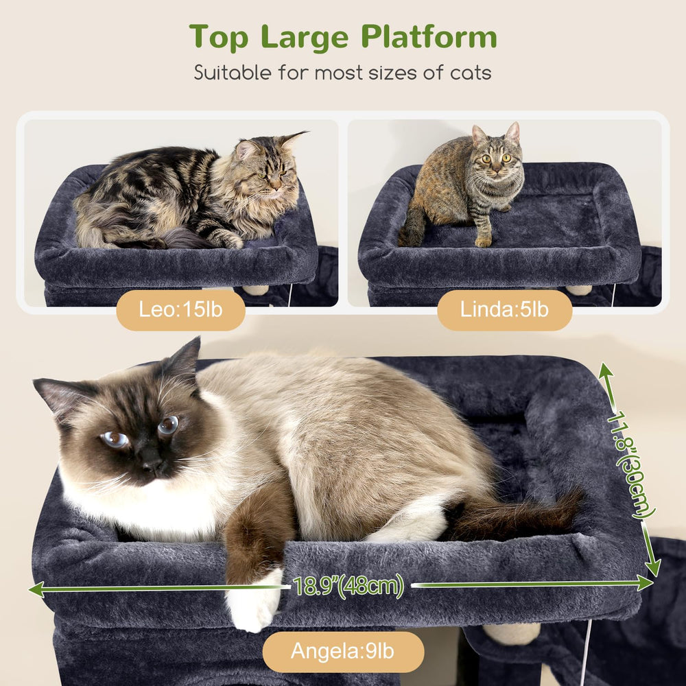 Globlazer Corner Cat Tree 66-Inch three condos provide private nooks for cats