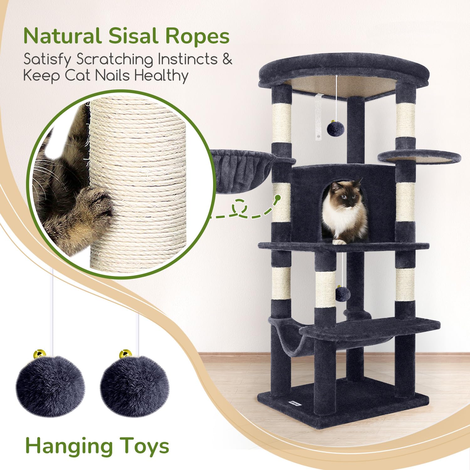Globlazer corner cat tree hanging basket provides extra lounging options