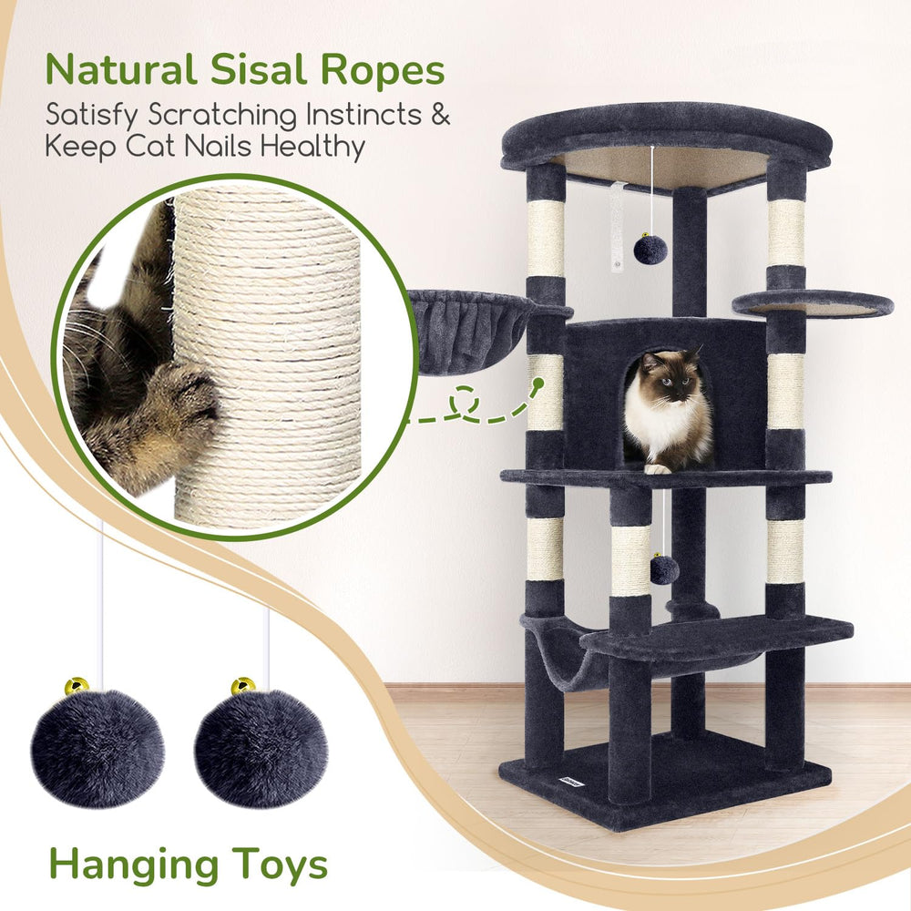 Globlazer corner cat tree hanging basket provides extra lounging options