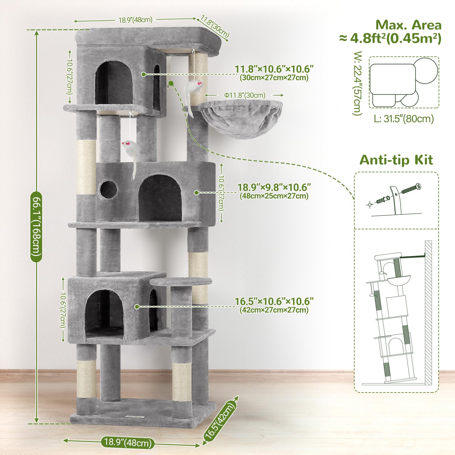 Globlazer Corner Cat Tree includes a soft basket for cozy lounging.