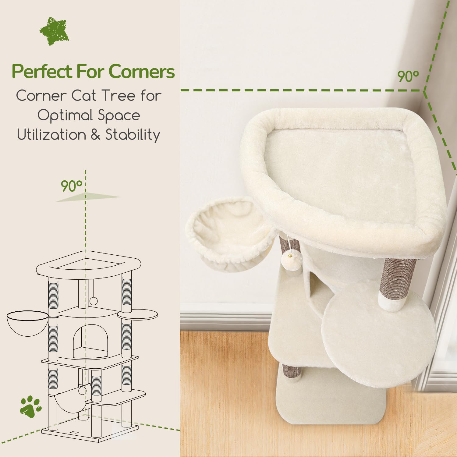 Globlazer cat tree hammock offers cozy resting while smoothing transitions between plays.