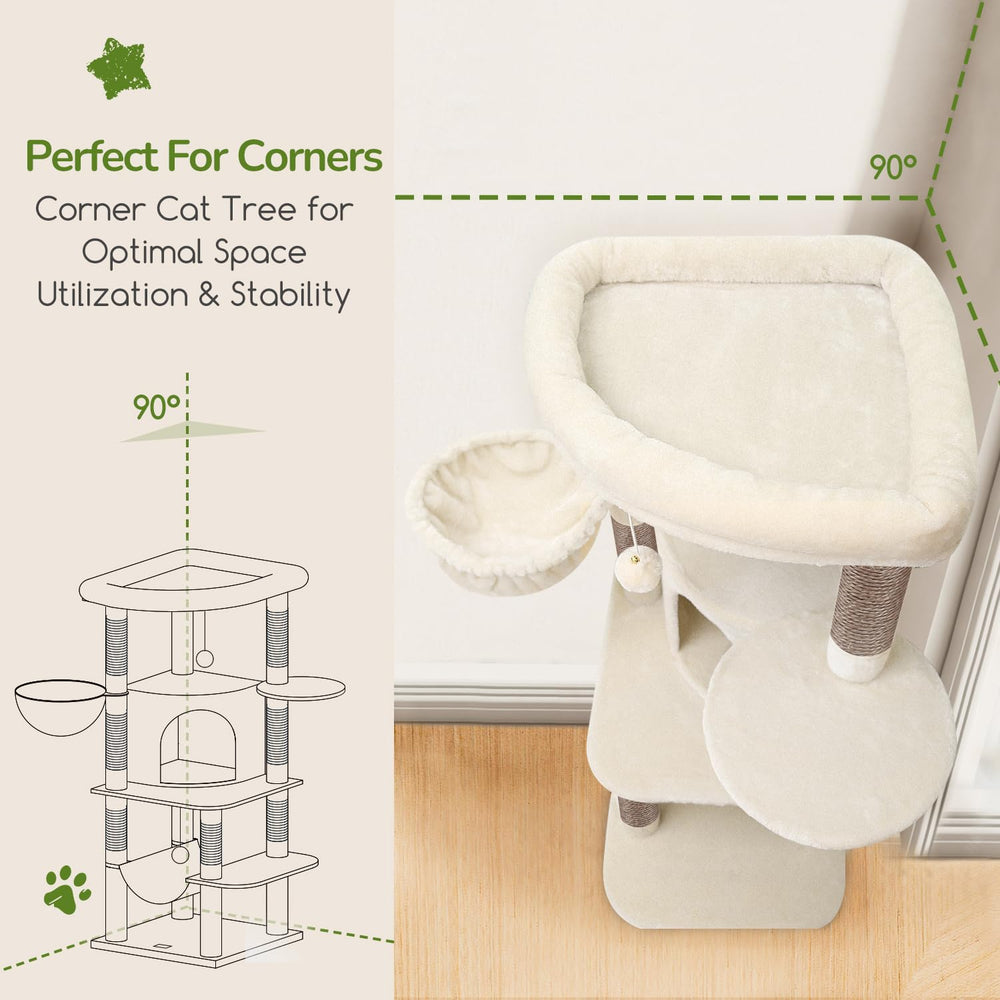 Globlazer cat tree hammock offers cozy resting while smoothing transitions between plays.
