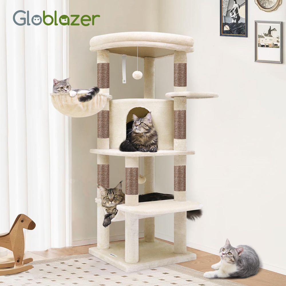 Globlazer corner cat tree beige design blends with modern interiors.
