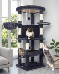 Globlazer corner cat tree side view showing space-saving corner design
