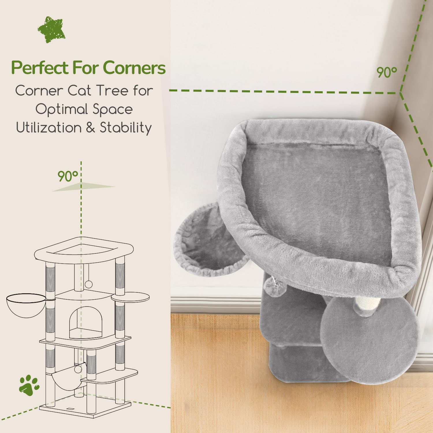 Globlazer top perch 17.71x17.71in provides roomy lounging and safe edges.