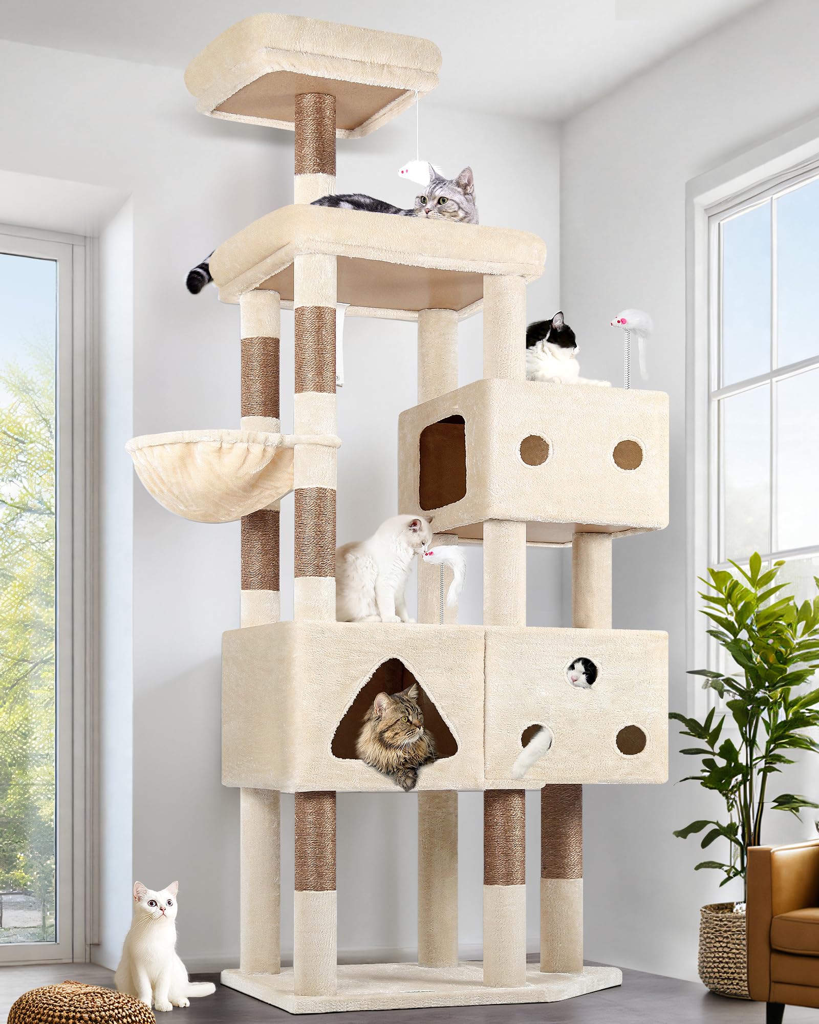 Globlazer XL cat tower 81-inch height provides elevated play for large cats.