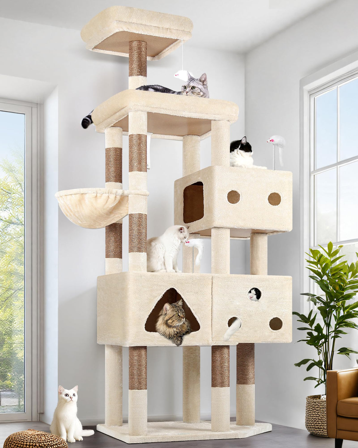 Globlazer XL cat tower 81-inch height provides elevated play for large cats.